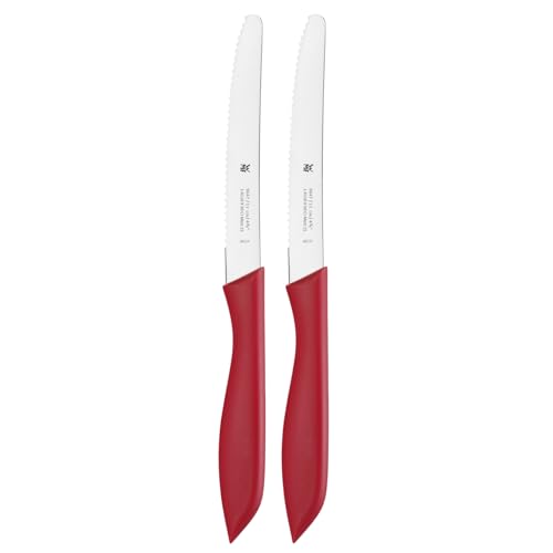 WMF Frühstücksmesser Set 2-teilig, 23 cm, Brötchenmesser Wellenschliff, Brotzeitmesser, Spezialklingenstahl, Kunststoffgriff, rot von WMF