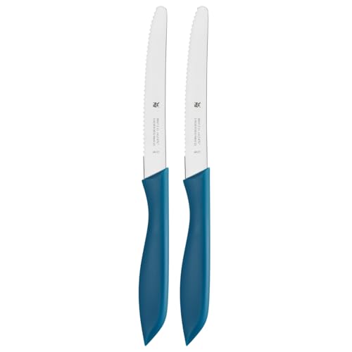 WMF Frühstücksmesser Set 2-teilig, 23 cm, Brötchenmesser Wellenschliff, Brotzeitmesser, Spezialklingenstahl, Kunststoffgriff, blau von WMF