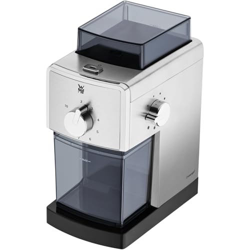 WMF Stelio Edition Kaffeemühle elektrisch, Scheibenmahlwerk aus Stahl, 17-stufiger Mahlgrad, 2-10 Tassen, für Filterkaffee oder French Press, 110 Watt WMF Stelio Edition Kaffeemühle elektrisch, Scheibenmahlwerk aus Stahl, 17-stufiger Mahlgrad, 2-10 Tassen, für Filterkaffee oder French Press, 110 Watt von WMF
