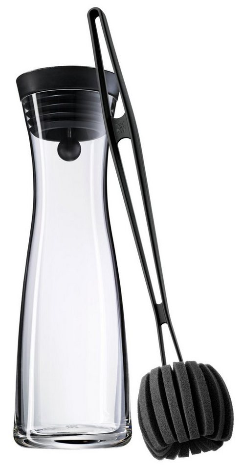 WMF Wasserkaraffe Basic, (Silikondeckel mit Closeup-Verschluss, 2-tlg., 1x Karaffe Glas mit Deckel, 1x Reinigungsbürste), (V 1,0l, Höhe 30,2 cm, Ø 8,8 6,0 9,5 cm) von WMF