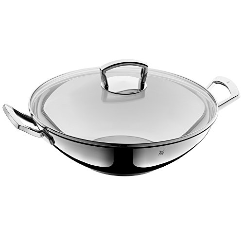 WMF Wok Induktion mit Glasdeckel 36 cm, Wokpfanne Induktion, Cromargan Edelstahl, spülmaschinengeeignet von WMF