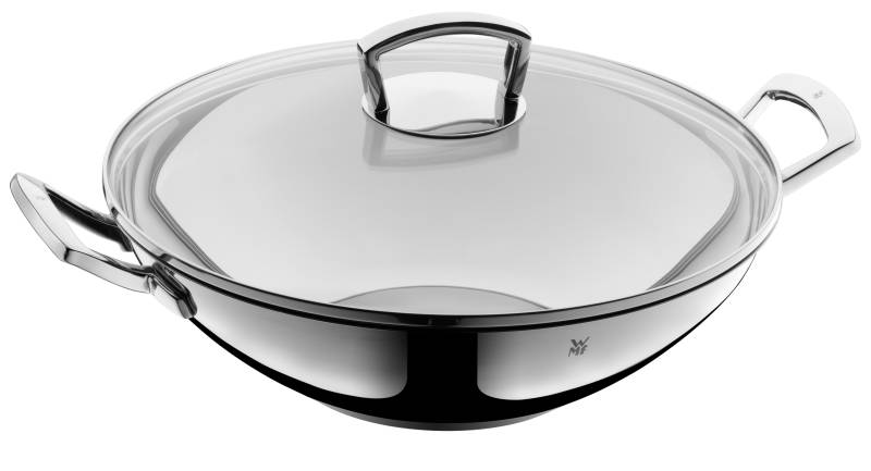 WMF Wok mit Glasdeckel ca. 36cm in Cromargan Edelstahl 18/10 von WMF
