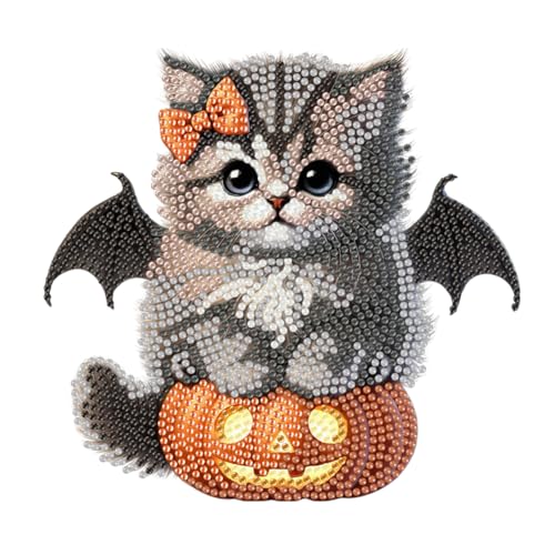 2D Flat Cat DIY Wackelkopf-Kürbis Diamantmalerei Desktop-Deko von WMFASBAG