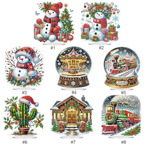 2D Flat Print Weihnachten DIY Single Side Drill Desktop Art Decor Kits (Cactus) von WMFASBAG