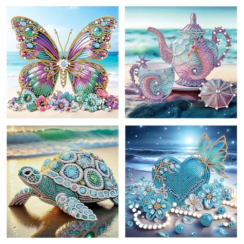 4PCS 5d DIY Partial Special Fored Drill Beach Dekor 30x30 cm von WMFASBAG