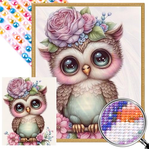 5d DIY Full Round Drill Partial AB Owl Kit Art Decor 45x55 cm von WMFASBAG