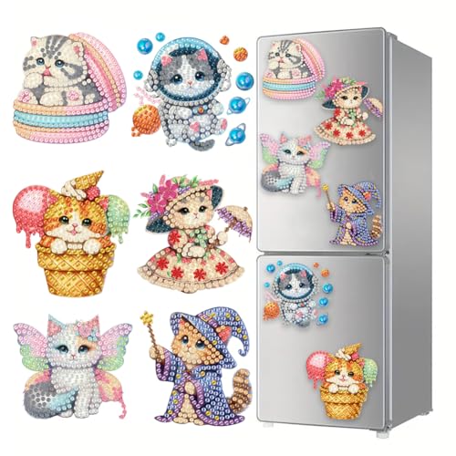 6pcs DIY CATS Magnet Kit Diamant Malerei Kühlschrank Magnete von WMFASBAG