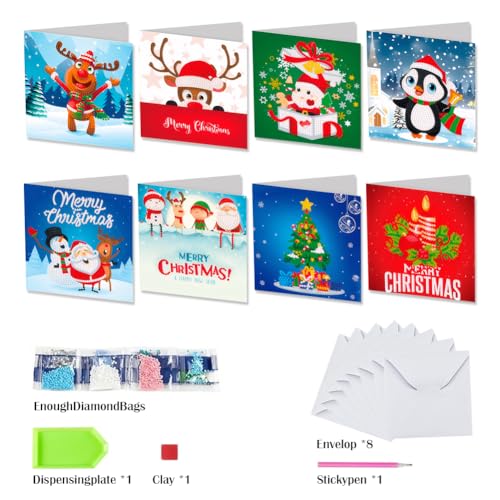 8pcs diy Strassstein Diamant Art Mosaic Postcards Weihnachtsdesigns Art Handgefertigte Karten for Weihnachten Geburtstage Thanksgiving & besonderer Anlass von WMFASBAG