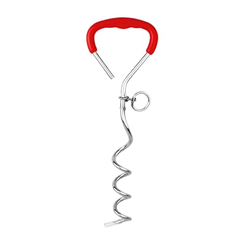 Hundekrawatte aus Metall Spiral Hundehof Pfahl for Hundelauf draußen (Rot 9x40 cm) von WMFASBAG