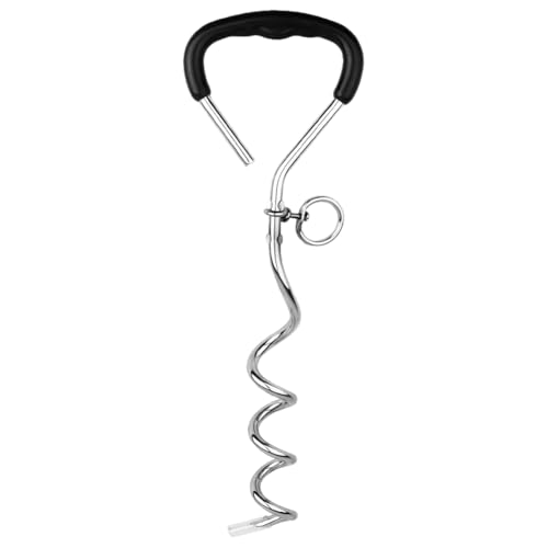 Hundekrawatte aus Metall Spiral Hundehof Pfahl for Hundelauf draußen (schwarz 9x45 cm) von WMFASBAG