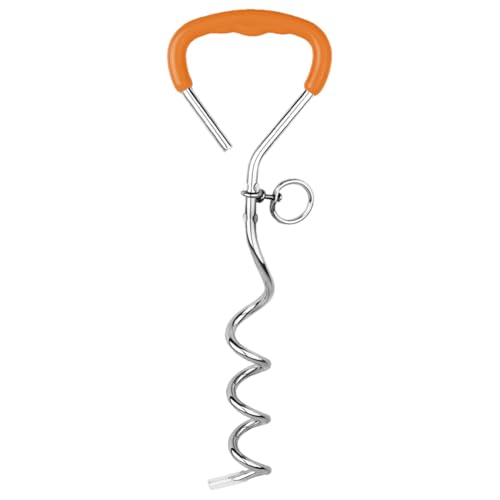 Hundekrawattenstock -Metall -Spiralhund -Hof -Pfahl for Hundelauf draußen (Orange 9x45 cm von WMFASBAG