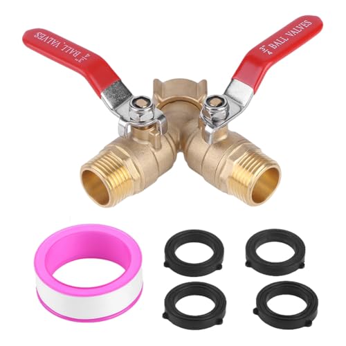 Messinggartenschlauch Splitter 2 Wege 3/4 GHT Fäden Gartenschlauch Y-Valve Schlauch Splitter mit langem Griff Y Ventil Wassergartenschlauch-Fassadapter for eine effiziente Wasserverteilung von WMFASBAG