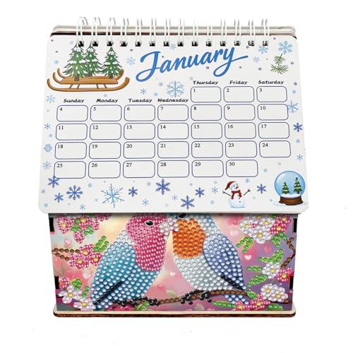WMFASBAG 2026 Kalender Malerei Kit Paar Vögel DIY Art Desk Kalender von WMFASBAG