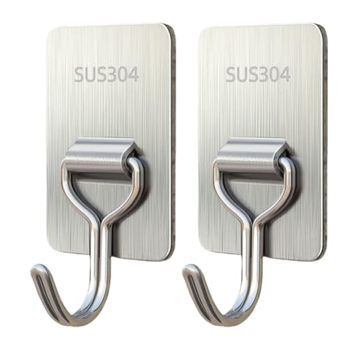 WMFASBAG 2pcs Selbstkleber Wandhaken Edelstahl Kleidung Haken Haken Rost Proof Kitchen Aufbewahrungshaken for Schwammhandtuchmantel Brieftasche von WMFASBAG
