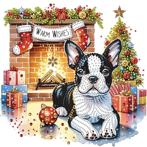 WMFASBAG 30 x 30 cm Weihnachtsbulldog 5d DIY Special Form Crystal Partial Malerei Kit von WMFASBAG
