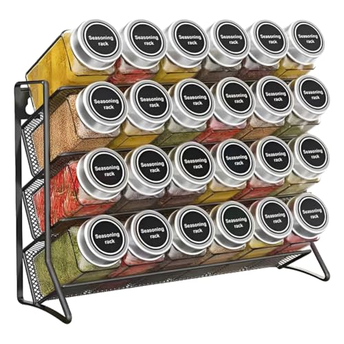 WMFASBAG 4 -stufige Wandmontage Gewürz Glas Rack Kräuterbehälterhalter Lagerregal (schwarz) von WMFASBAG