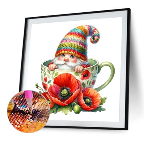 WMFASBAG 40x40cm Cup Gnom 5d DIY Full Drill Round Malerei for Wohnkultur von WMFASBAG