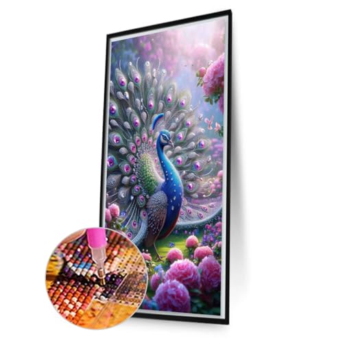 WMFASBAG 40x70 cm Pfau 5d DIY Full Drill Round Malteset for Home Wall Decor von WMFASBAG