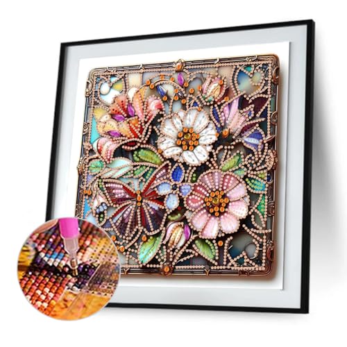 WMFASBAG 5D-Diamant-Malerei-Set zum Selbermachen, teilweise speziell geformt, Blumendekor, 30 x 30 cm von WMFASBAG
