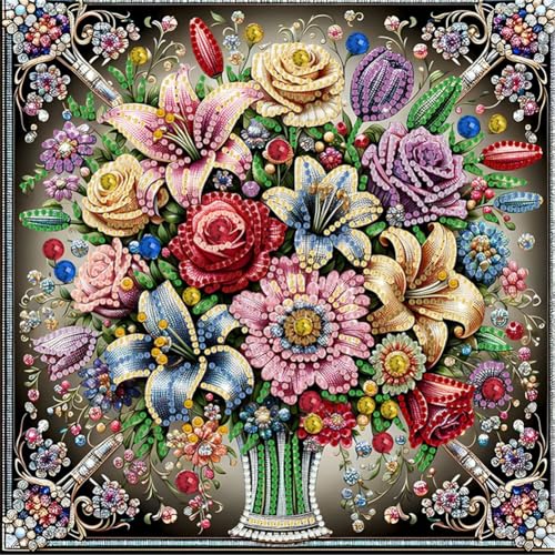 WMFASBAG 5D-Diamant-Malerei-Set zum Selbermachen, teilweise speziell geformt, Blumendekor, 30 x 30 cm von WMFASBAG