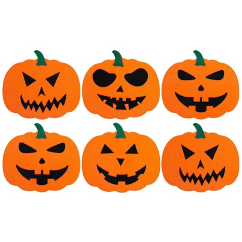 WMFASBAG 6 Stück Halloween-Kürbis-Untersetzer aus Filz, rutschfeste Untersetzer in Kürbisform, hitzebeständig, handgefertigte Kürbis-Untersetzer for Kaffee-Bar-Dekoration von WMFASBAG
