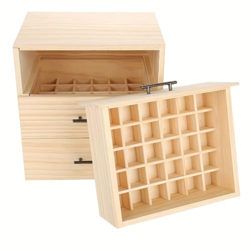 WMFASBAG 90-Slot-Holz-Aromatherapie-Veranstalter 3-layer Schubladener Organisator ätherischer Öle Aufbewahrungsorganisator Halten Sie Ihr Öl sicher und Raumsparer von WMFASBAG