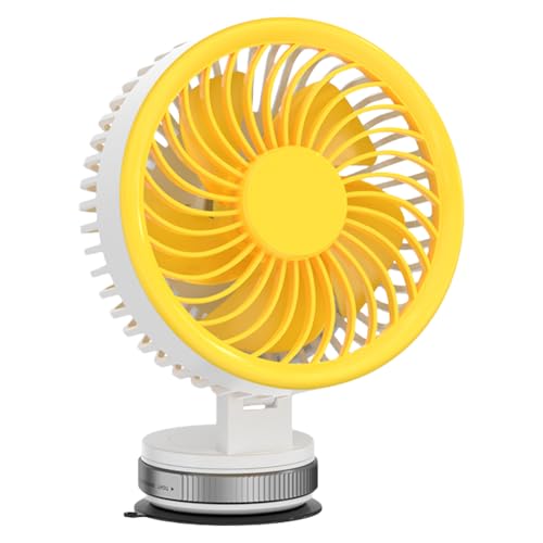 WMFASBAG Autoventilator USB wiederaufladbarer Schreibtischventilator 3 Geschwindigkeiten Saugnapfbecher Elektromüter (gelb) von WMFASBAG