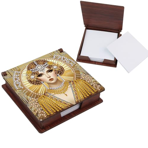 WMFASBAG Elegante Lady Maltes Painting Notecard Box Edelsteinkunst Sticky Note Holder for Erwachsene von WMFASBAG
