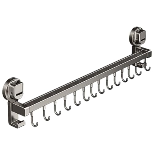 WMFASBAG Küchen Veranstalter Wandmontierte Saugnapfhaken for Küche (grau zwei Stangen) von WMFASBAG