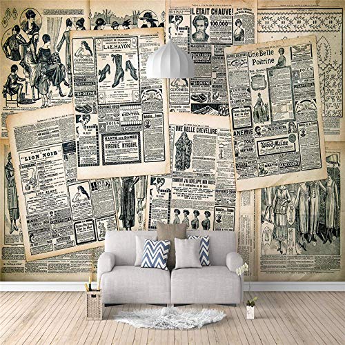 Fototapete Vintage Zeitung 200X140cm Selbstklebend Wandgemälde Wand Dekoration Schlafzimmer Tapete von WMHDSJ