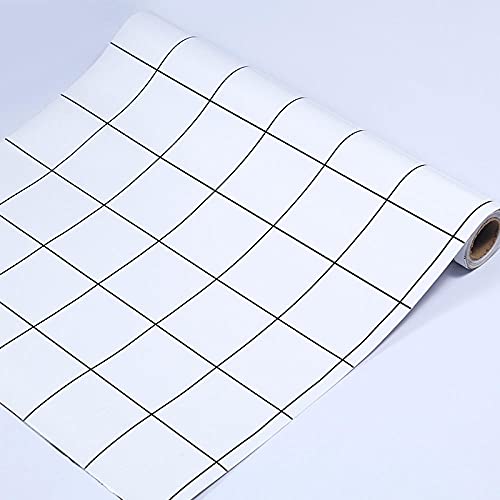 Möbel Folie selbstklebend Weiß kariert Selbstklebende Verdickte Dekorfolie Klebefolie Aufkleber für Schrank Tische Küche Schlafzimmer Wasserdicht 40X500cm von WMHDSJ