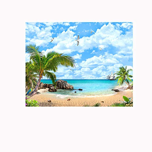 WMHDSJ Wandbild, selbstklebende Fototapete, Strand, Kokosnussbaum, 200 x 250 cm, Dekoration, Poster, Bilddesign, modern, für Wohnzimmer, Schlafzimmer von WMHDSJ
