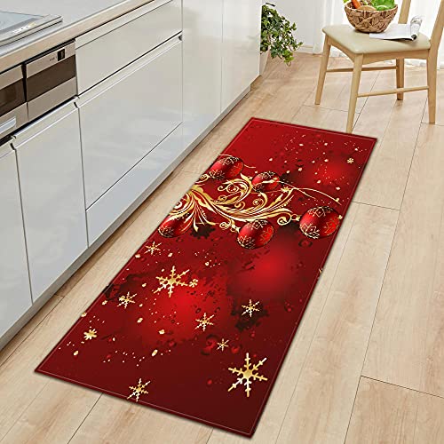 Weihnachten Teppichläufer Küchenläufer Bereich Teppich Teppichbodenmatte für den Heimbereich Bodenmatte für Wohnzimmer Badezimmer Dekoration Teppich Anti-Rutsch 80X120CM von WMHDSJ