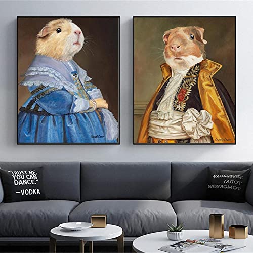 WMHHN Wandbild 2 Stück 40x60cm Rahmenlos Impressionistisches Meerschweinchen Print Poster Wandkunst Bild Wohnzimmer Büro Kinderzimmer Wohnkultur von WMHHN