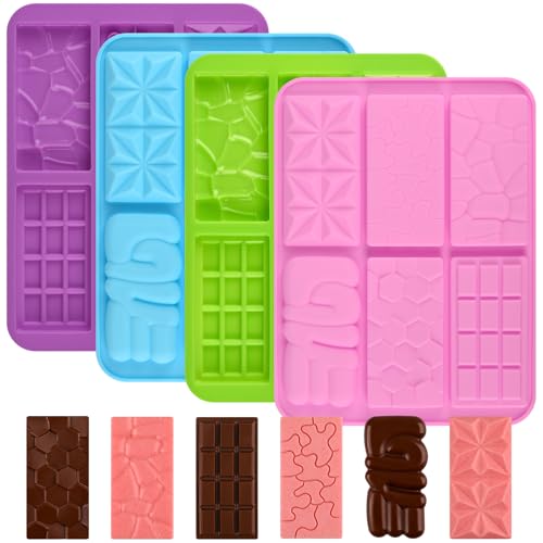 WMKGG 4-teiliges Silikon-Schokoladenriegel-Formen-Set, zerbrechen Sie Schokoladentafel-Form, hausgemachte Energie- und Protein-Riegelform (6 Mulden) von WMKGG