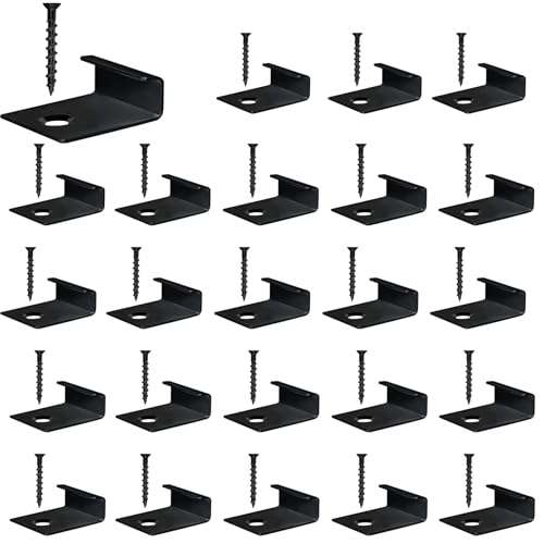 50 Stück WPC Befestigungsclips,Endklammer Decking Versteckt Anlasser Clips aus Edelstahl Versteckte Starter Befestigung Board Clip mit Selbstschneidender Schraube (Schwarz, 10mm) von WMLBK