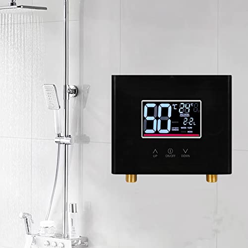 7500W Elektronischer Durchlauferhitzer mit LED-Anzeige 220V IPX4 Wasserdicht Schnelle Erwärmung Konstante Temperatur Durchlauferhitze für Badezimmer Küche (Schwarz) von WMLBK