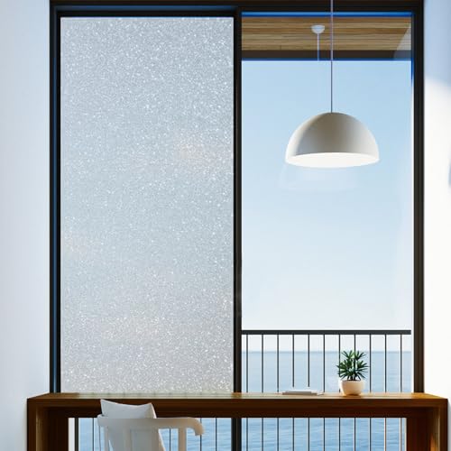 Fensterfolie Blickdicht,Sichtschutzfolie Fenster Selbsthaftend 40 x 500 cm Folie Fenster ohne Klebstoff Milchglasfolie Selbstklebend Fenster für Zuhause und Büro Wohnzimmer (40 x 500 cm) von WMLBK