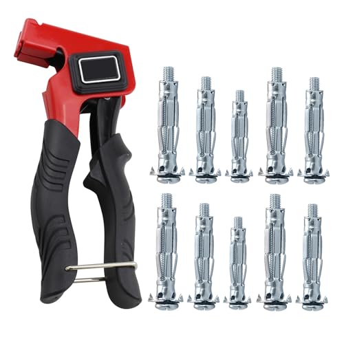 Hohlraumdübel Set mit Montagezange & 34 Metall-Dübeln,Montagezang Metall-Dübeln Set für Hohlwände, Gipskarton, Holzspan Hohlwanddübel & Schrauben Dübel Set Schrauben in 3 Größen von WMLBK