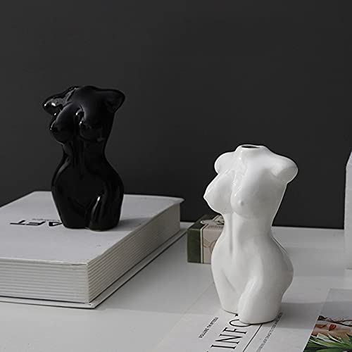Keramik-Skulptur-Vasen, menschliche Körperform, Kunstvasen, Ornamente, Dekoration, Blumentöpfe für Pflanzen, kreative Kunsthandwerk für Zuhause, Garten, Hof (schwarz) von WMLBK