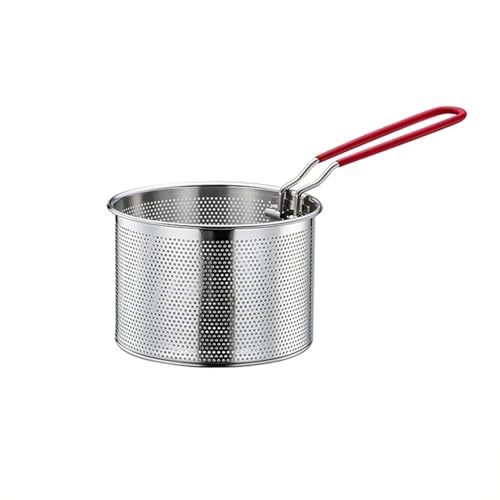 Pommes Körbchen Frittierkorb,Edelstahl Nudelkorb Küchensieb mit Griff Pommes Körbchen Frittierkörbchen Schöpflöffel Draht Skimmer Küchen und Haushaltssieb (14cm) von WMLBK