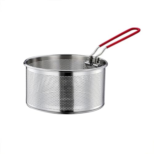 Pommes Körbchen Frittierkorb,Edelstahl Nudelkorb Küchensieb mit Griff Pommes Körbchen Frittierkörbchen Schöpflöffel Draht Skimmer Küchen und Haushaltssieb (18cm) von WMLBK