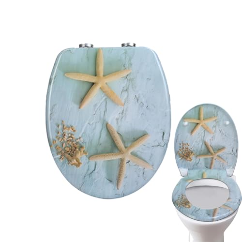 WC Sitz mit Absenkautomatik,Toilettendeckel Oval Hochwertiger Klodeckel mit einfacher hochwertige Oberfläche, Stabile Scharniere (Seestern) von WMLBK
