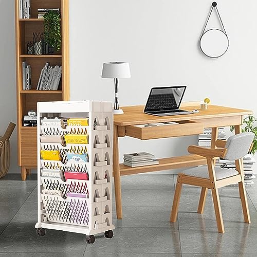 WMLBK Bücherregal,5 Ebenen Bewegliches Bücherregal Aufbewahrungswagen Kunststoff-Rollen-Organisation Regal mit Rad für Home,Büro, Küche, Schlafzimmer (Doppeldecker) von WMLBK