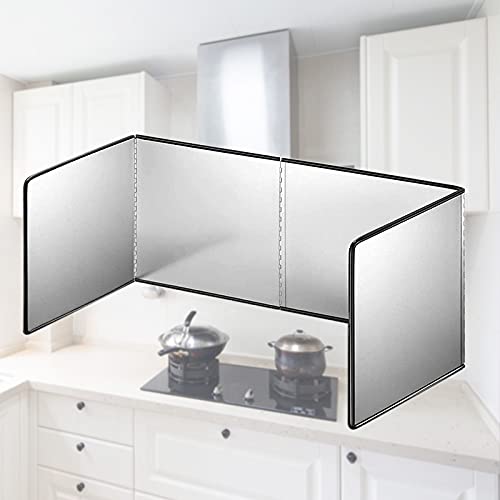 WMLBK Edelstahl Spritzschutz,Faltbar Küchen Spritzplatte Ölrauchleitblech Küchenherd Spritzschutz (30x80x40cm) von WMLBK