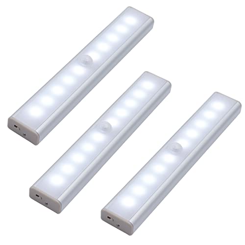 LED Lampe mit Bewegungsmelder Innen,LED Bewegungsmelder Schrankleuchten USB Wiederaufladbar Licht im Schrank Schrankleuchte Led Sensor Licht für Kleiderschrank Beleuchtung(Weiß Licht, 3 Stück) von WMLBK