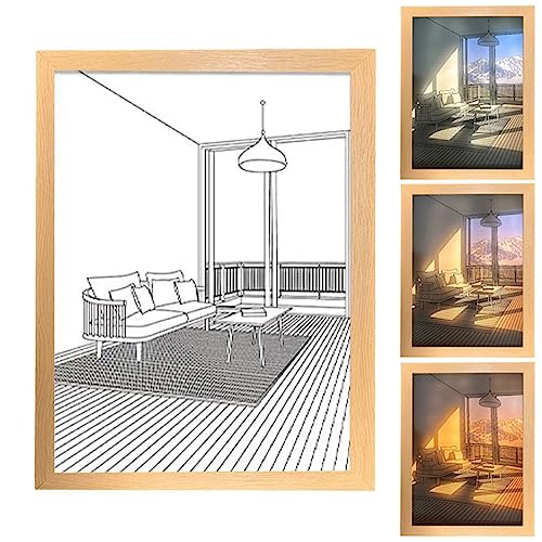 WMLBK LED Leuchtender Bilderrahmen,3 Farben Lichter Malerei Dekoration USB Powered Creative Night Light Shadow Frame für Wohnzimmer Schlafzimmer Wanddekoration (F) von WMLBK