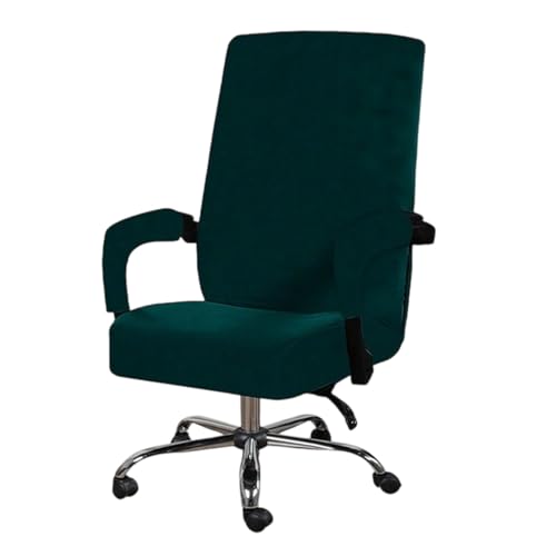 WMLBK Samtplüsch Stuhlhussen mit Armlehne,Elastische Bürostuhl Bezug, Abnehmbar & Waschbar Universal Office Computer Stuhlbezüge Hussen Sitzbezug für Gaming Stuhl, Computer Drehstuhl (Grün) von WMLBK