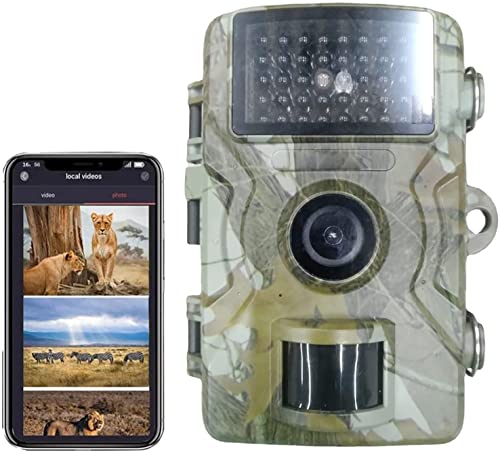 Wildkamera HD 4MP 1296P Überwachungskamera mit Bewegungsmelder Überwachungskamera IP66 Wasserdicht Bluetooth Handy Übertragung für Sicherheitsüberwachung (Kamera) von WMLBK