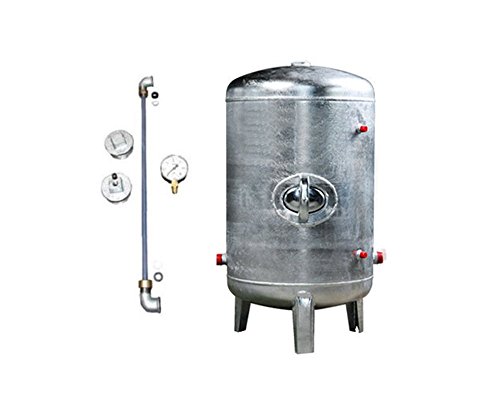 Druckbehälter 100 150 200 300 500 L 6 bar senkrecht mit Zubehör verzinkt Druckkessel für Hauswasserwerk senkrecht stehend (200 L) von WMS